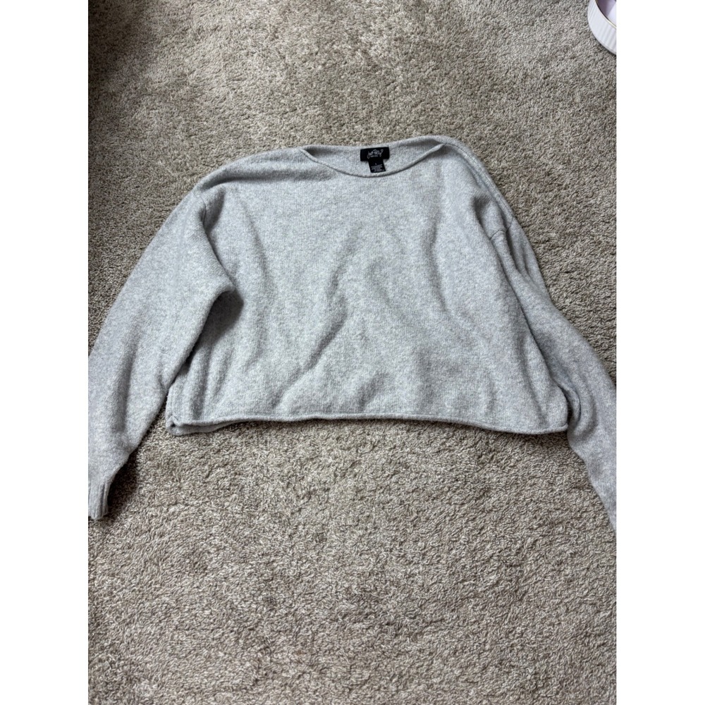 Just Polly New York Heather Gray Cropped Knit Sweater JT19060 L